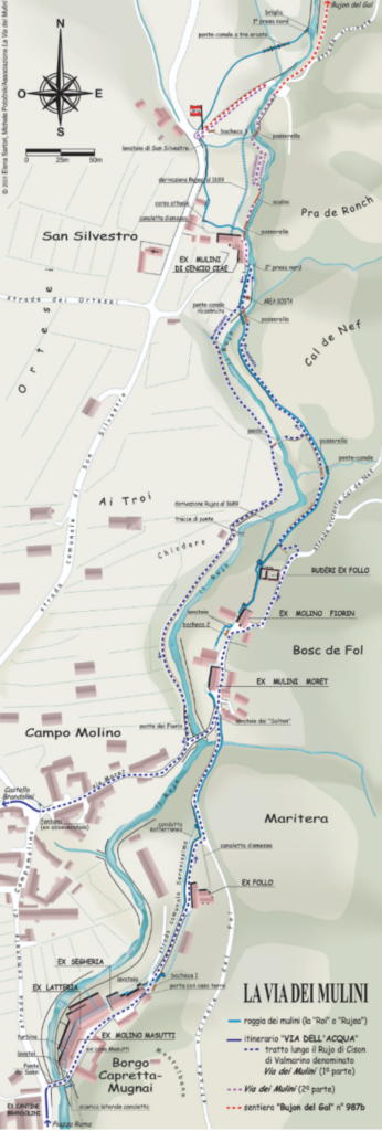 mappa della via dei mulini